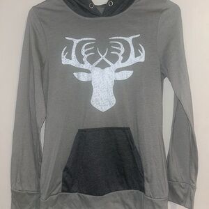 Green/Gray Hoodie with Deer Print